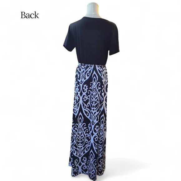 Maxi Dress Black/White Paisley Print Womens Size Large - Picture 5 of 7